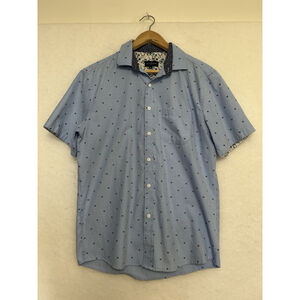Rue Saint Patrick Button Down Pollockstown Leaf Short Sleeve Camp Shirt Pocket